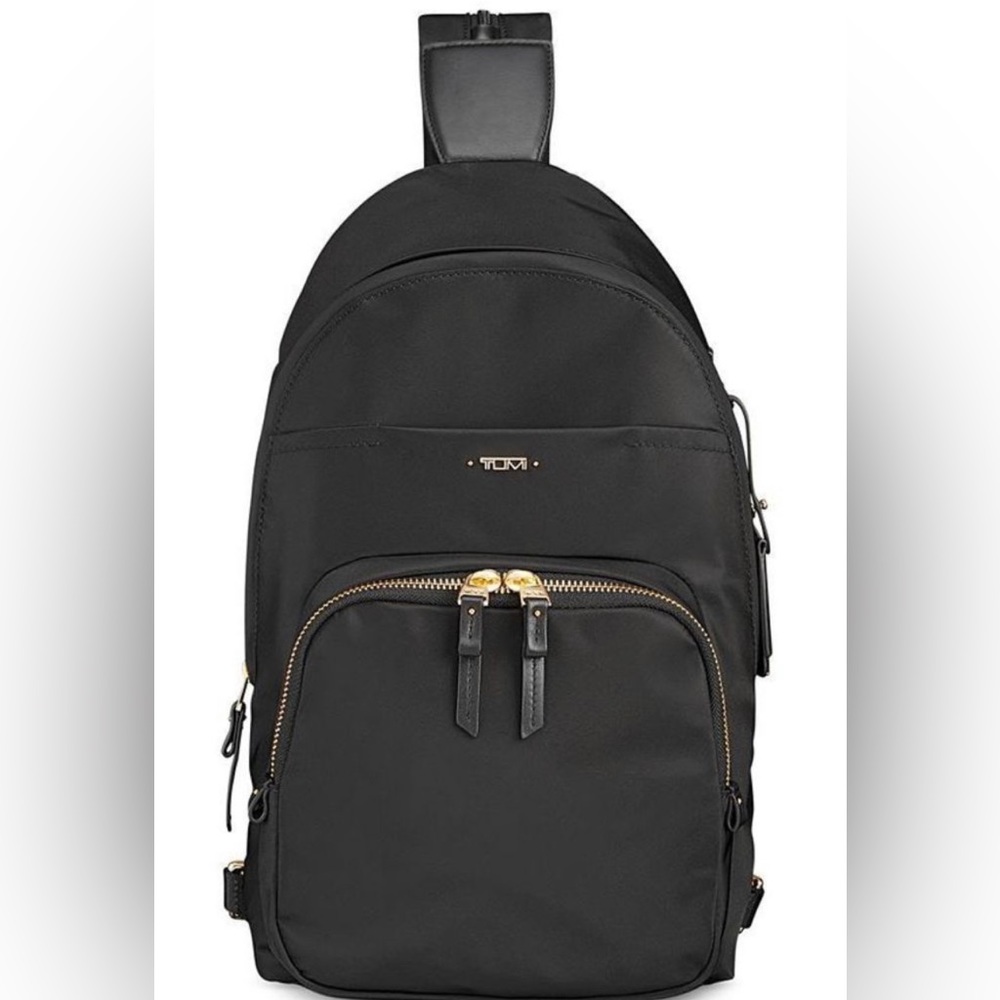 Tumi Jet Black Backpack with Gold Details
